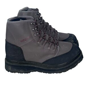 Hodgman Wading Boots Mens 12 Grey Waterproof Lace Up Rubber Soles Fly Fishing